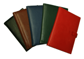 black, tan, navy blue, red and green leather custom planners