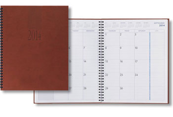 wirebound faux leather desk planner