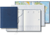 blue faux leather large desk planner